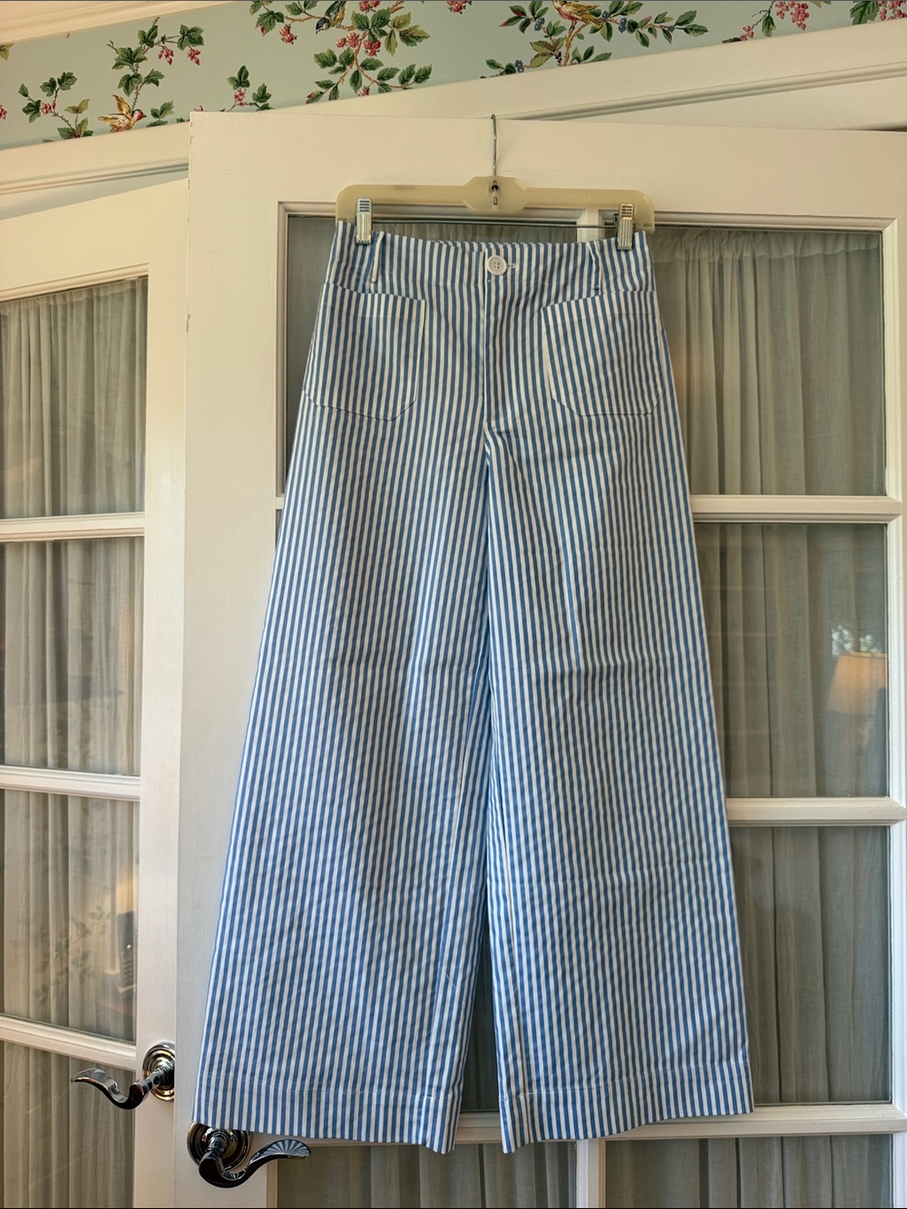 Light Blue Stripe Boot Cut Pants - Women's